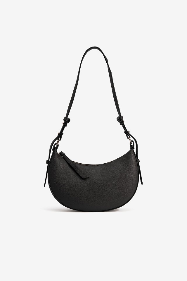 Black Curved Shoulder Bag