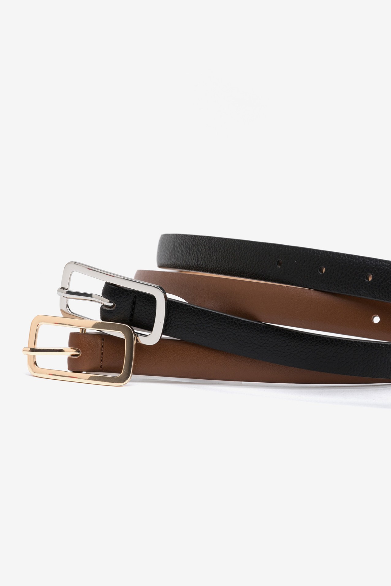 Pack de 2 Cintos efeito Pele com Fivela Metlica