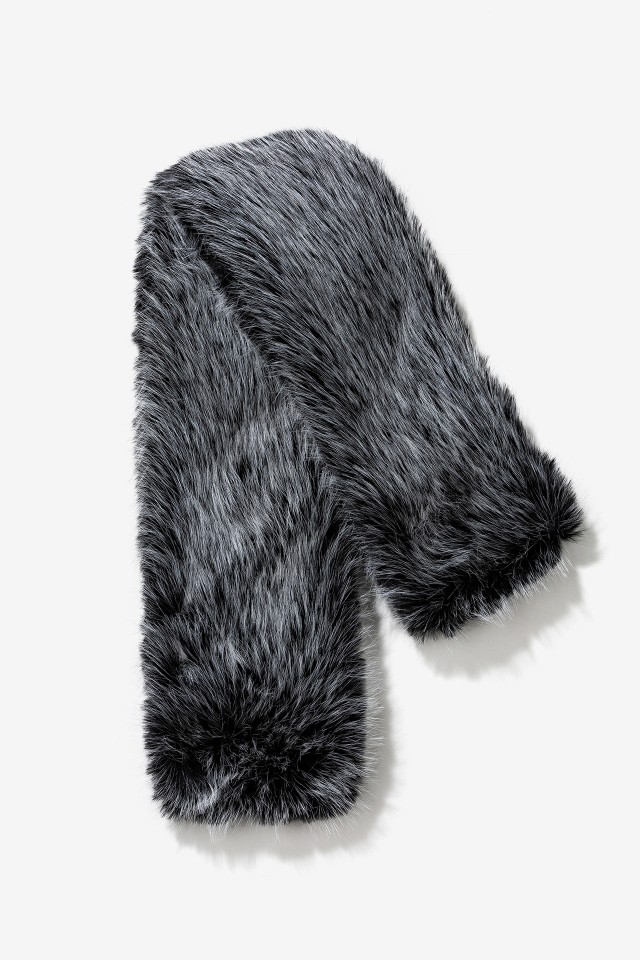 Grey Faux Fur Scarf