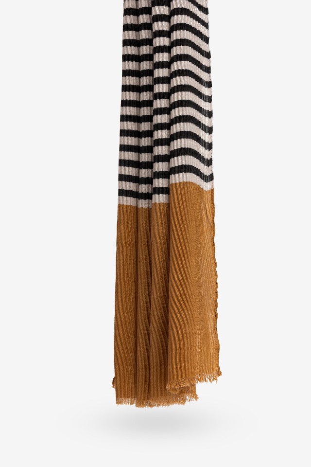 Striped Pleated Scarf
