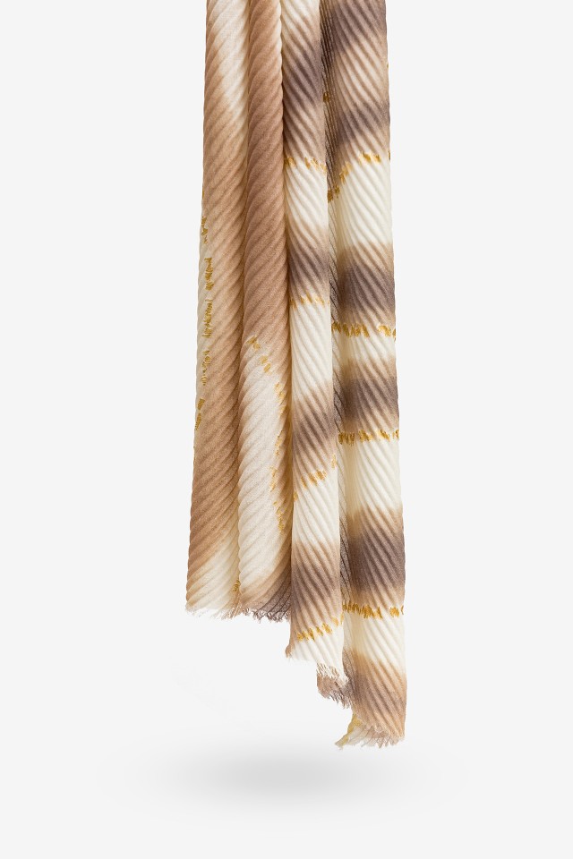Beige Striped Scarf