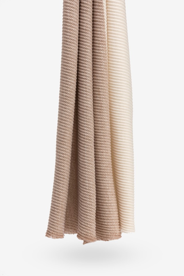 Beige Ribbed Scarf
