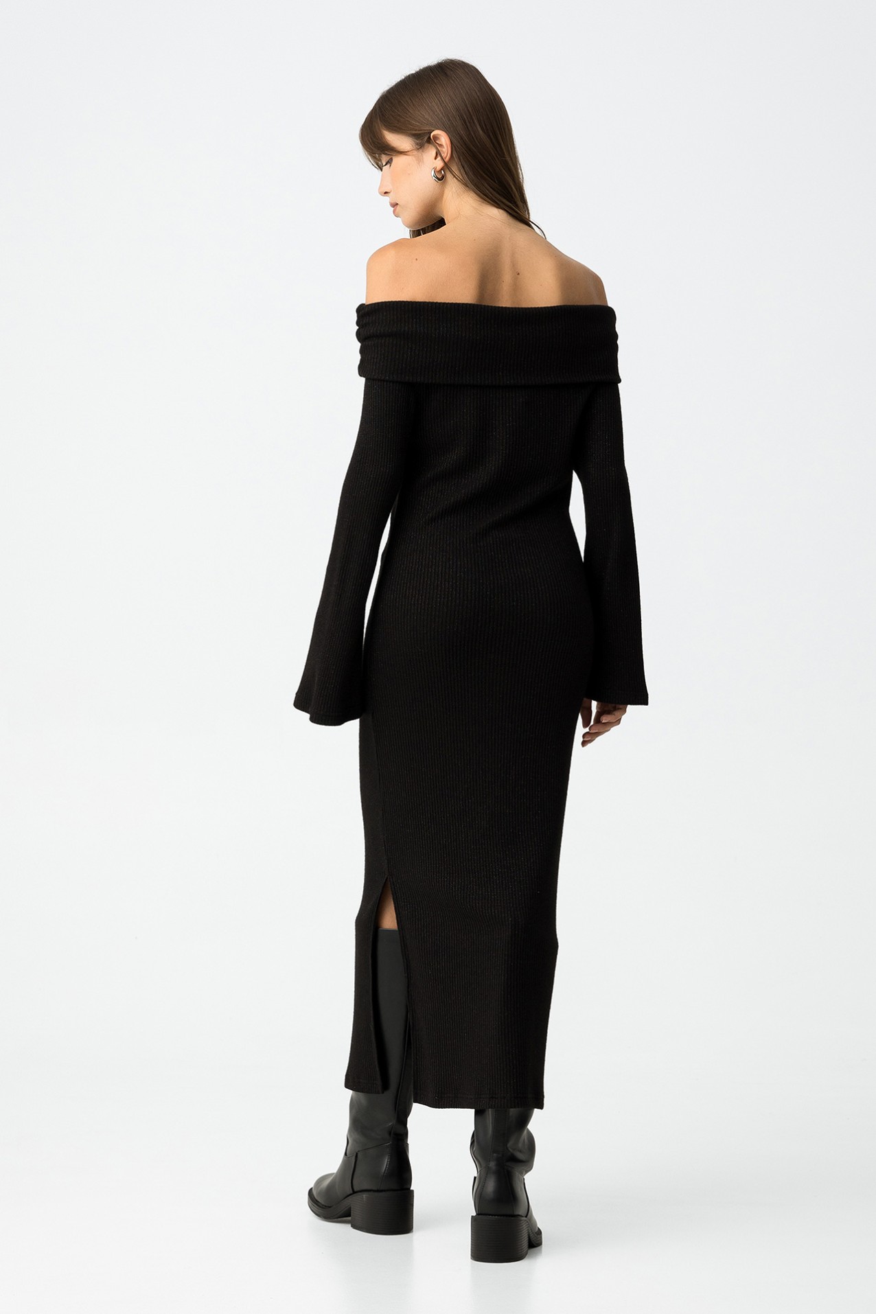 Ribbed Off-Shoulder Dress