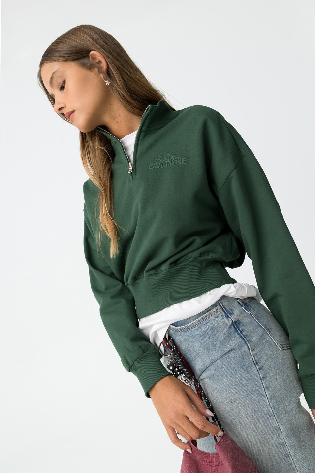 Green Cropped Sweatshirt