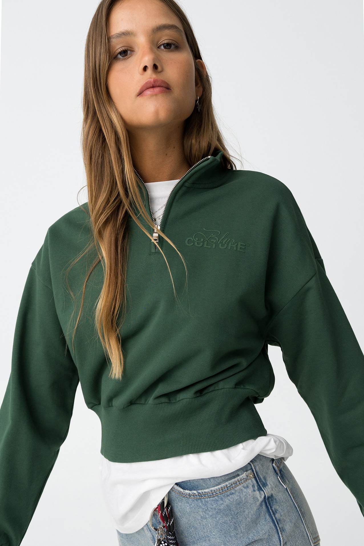Green Cropped Sweatshirt