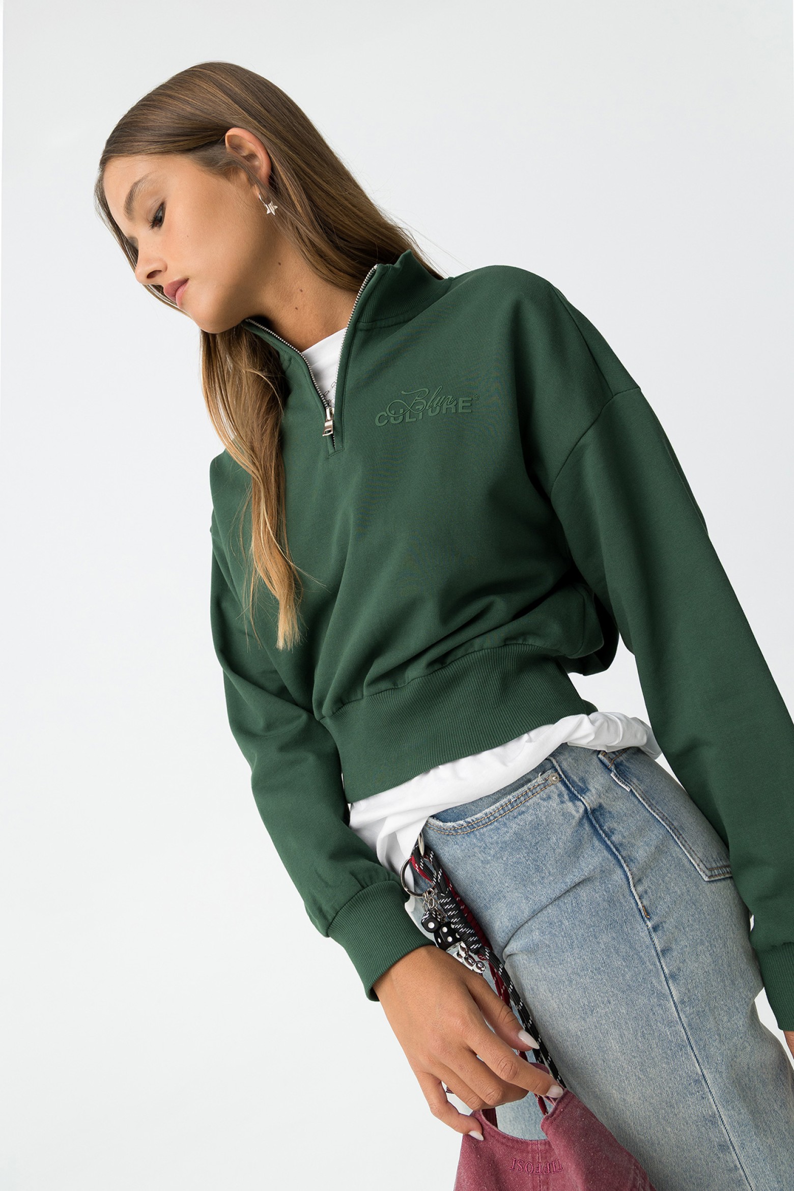 Green Cropped Sweatshirt