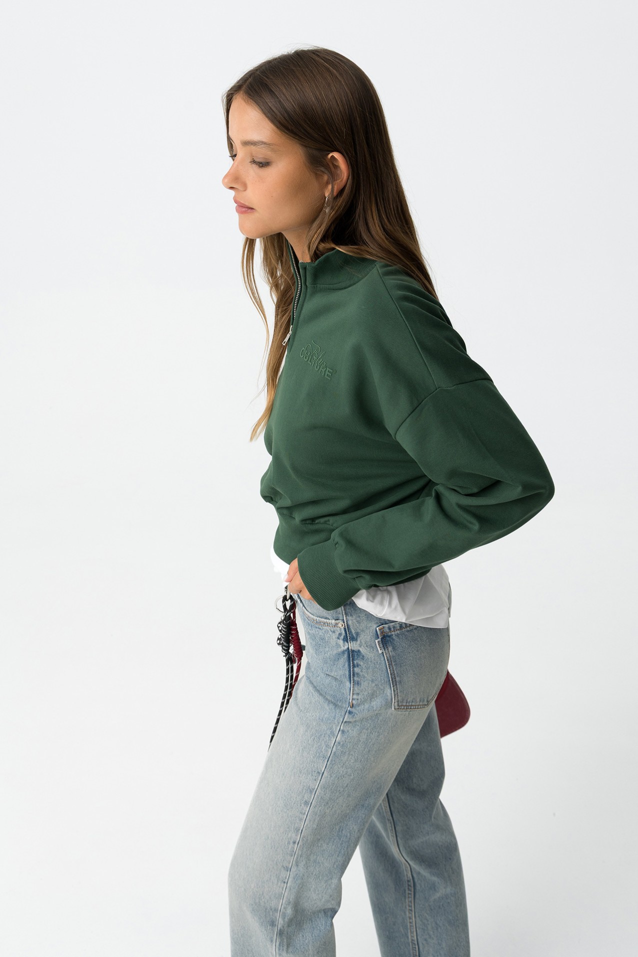 Green Cropped Sweatshirt