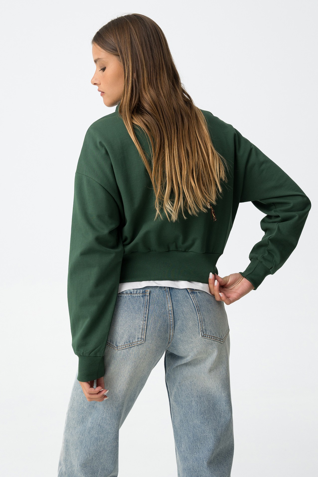Green Cropped Sweatshirt