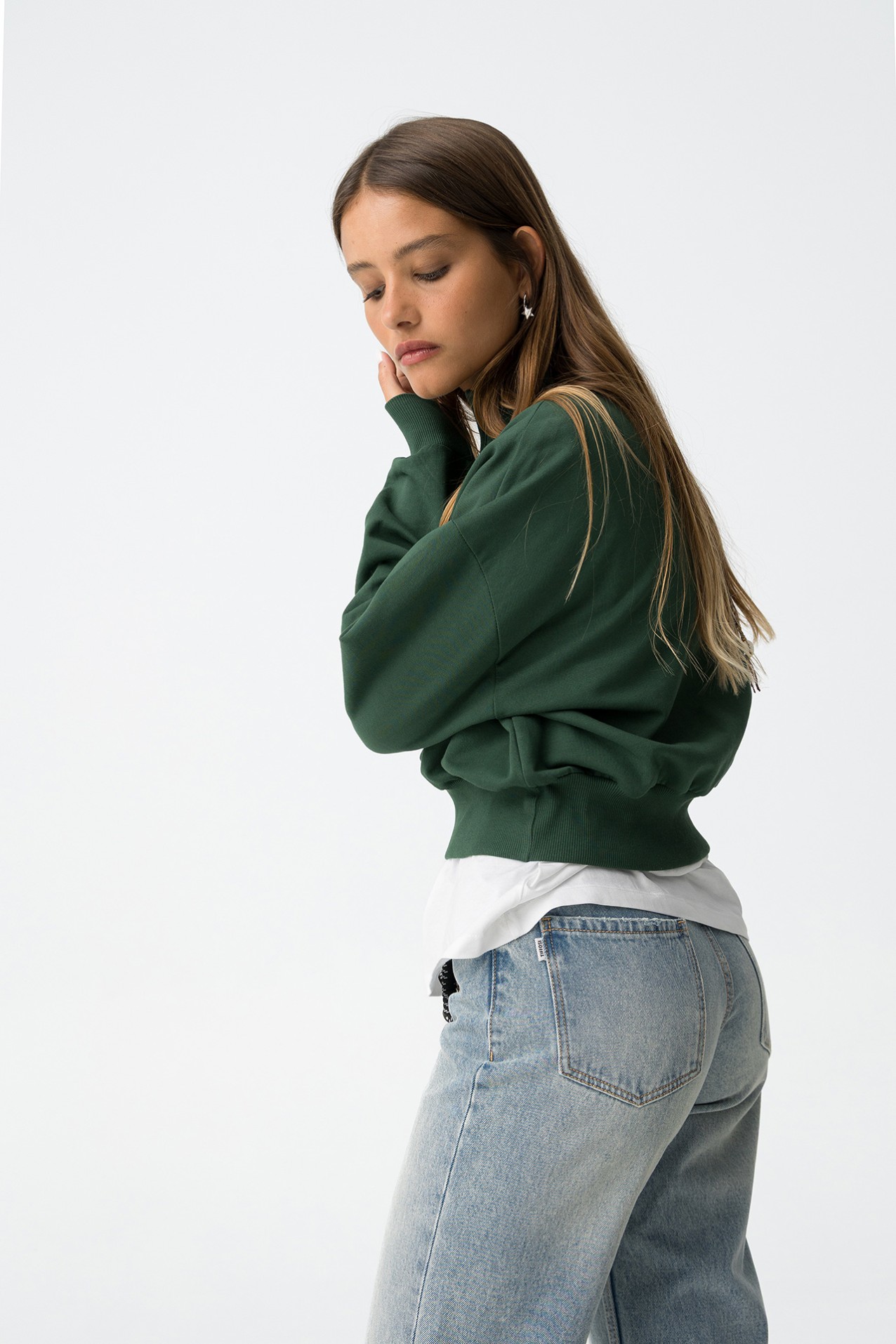 Green Cropped Sweatshirt