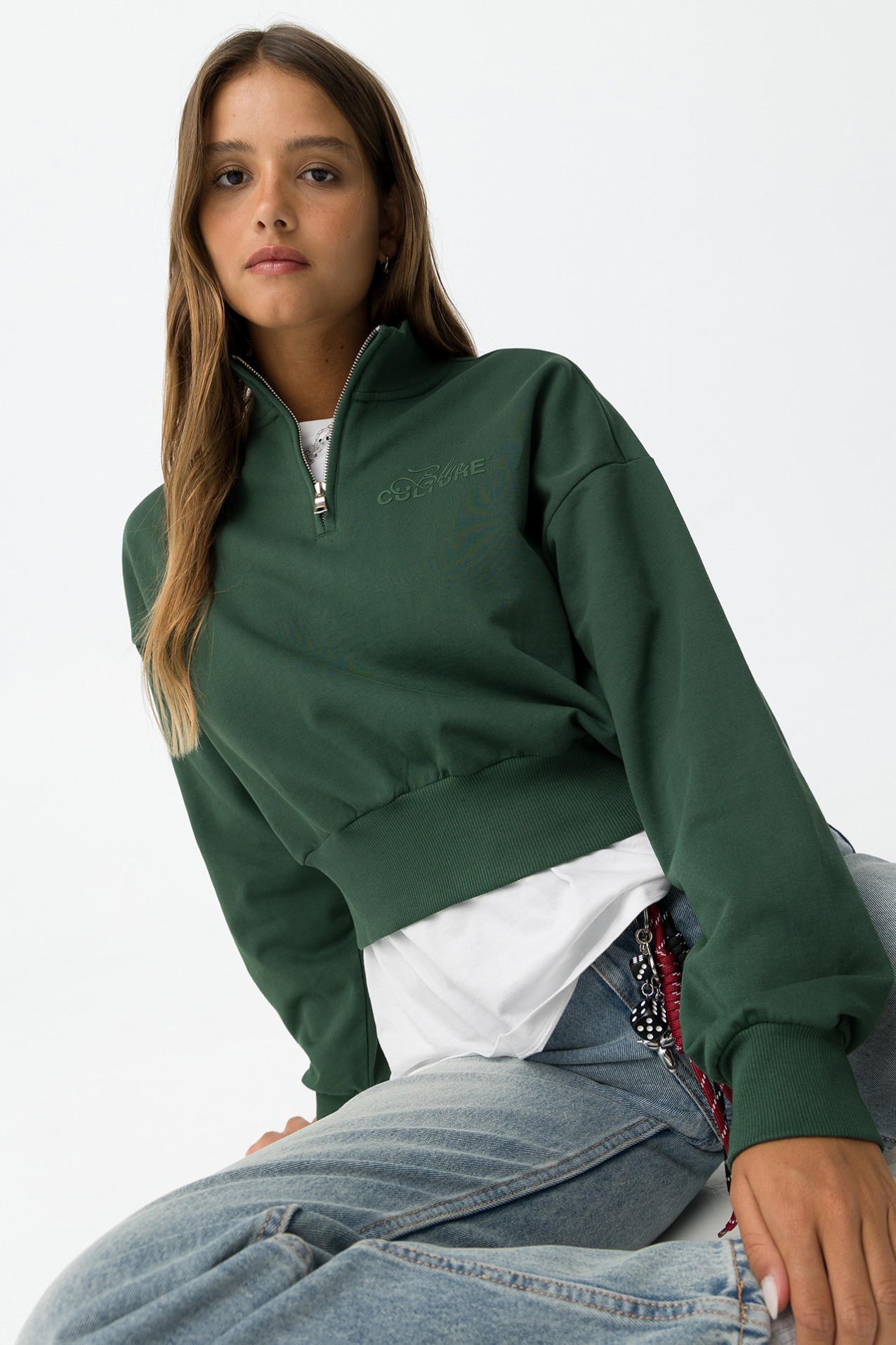 Green Cropped Sweatshirt