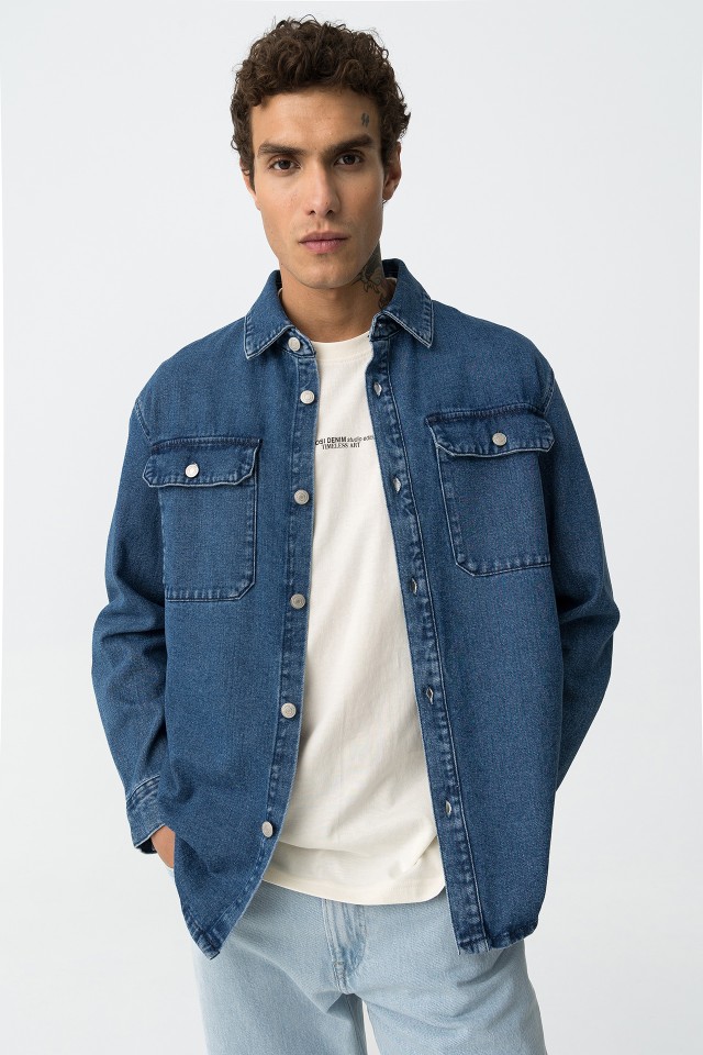 Camisa Oversize Azul Mdio