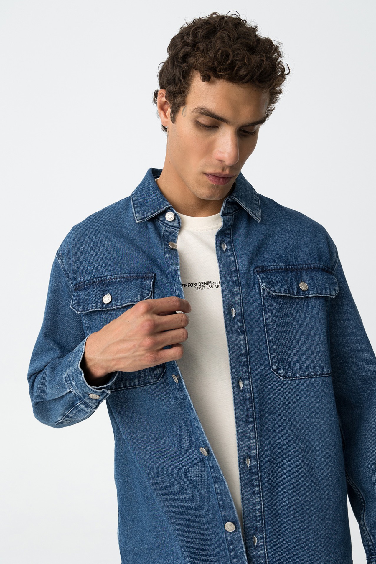 Camisa Oversize Azul Mdio