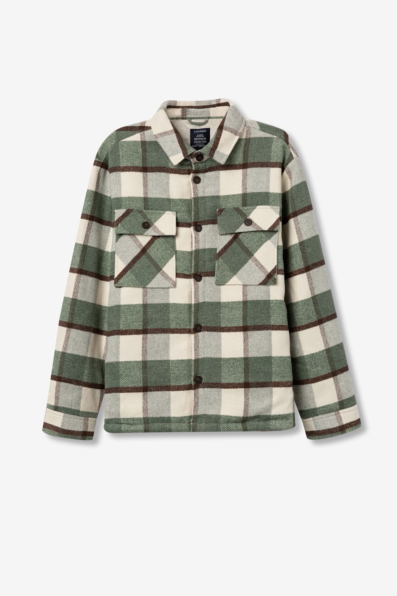 Abrigo de cuadros con lana