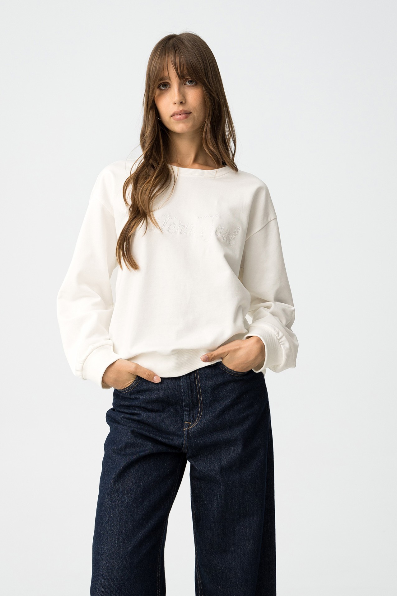 Embroidered Sweatshirt with Fringes