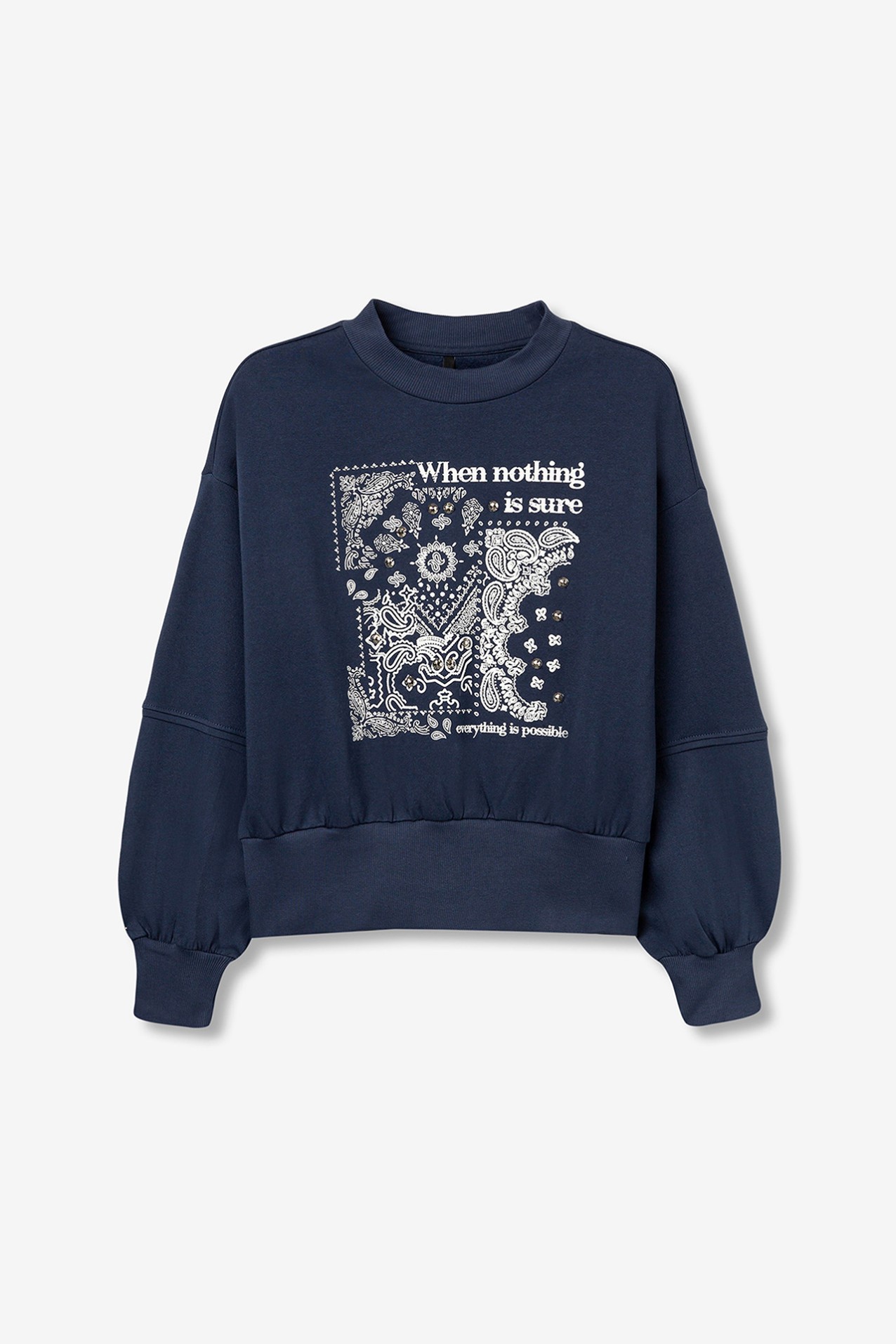 Paisley Printed Sweatshirt with Beads