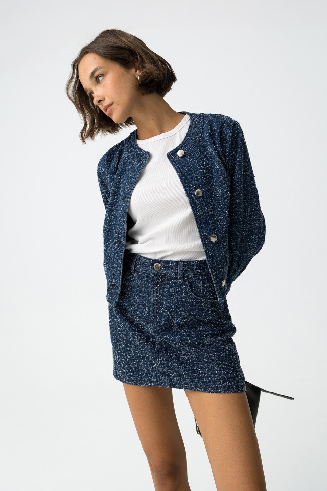 Frayed Denim Mini Skirt