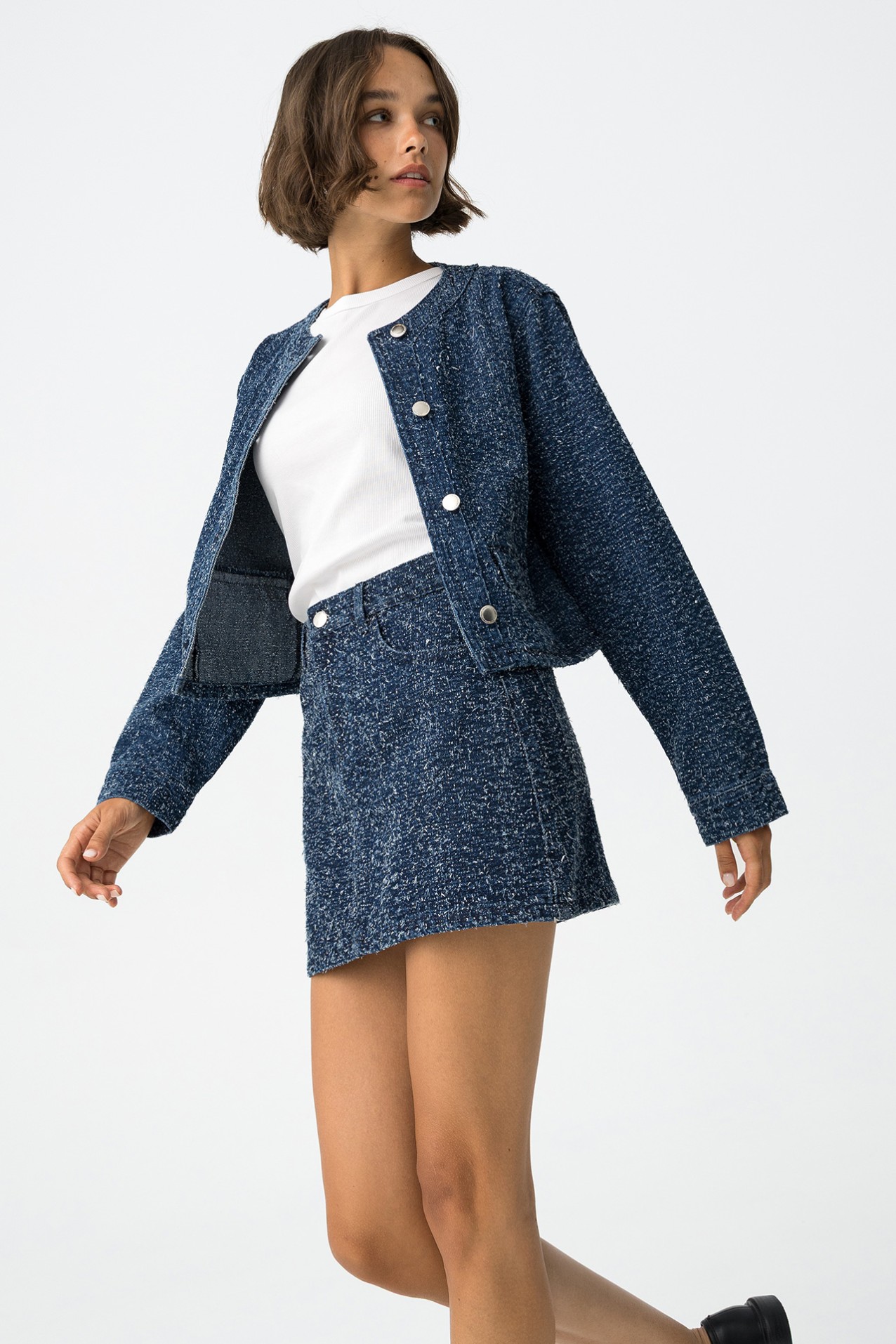 Frayed Denim Mini Skirt