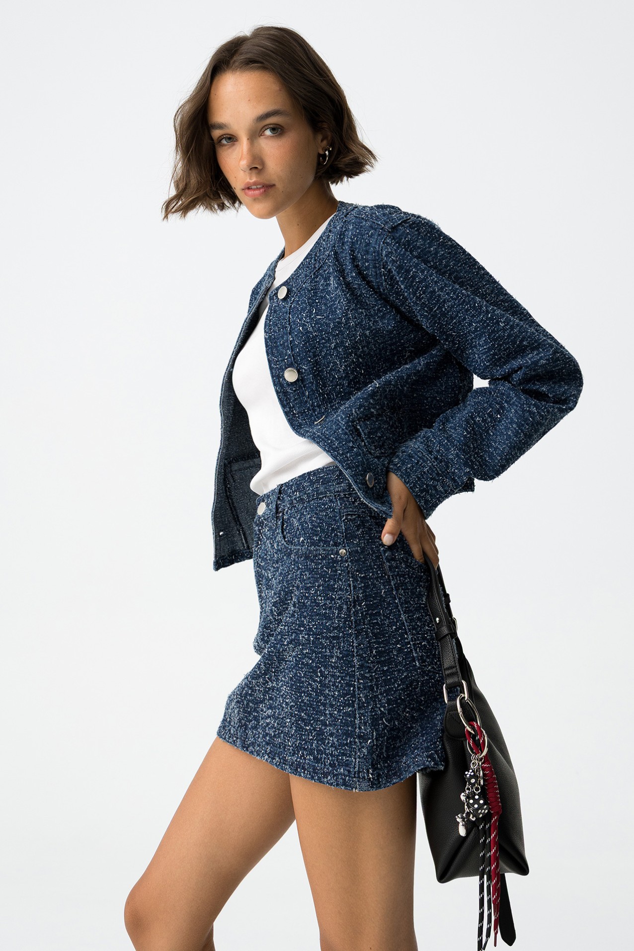 Frayed Denim Mini Skirt
