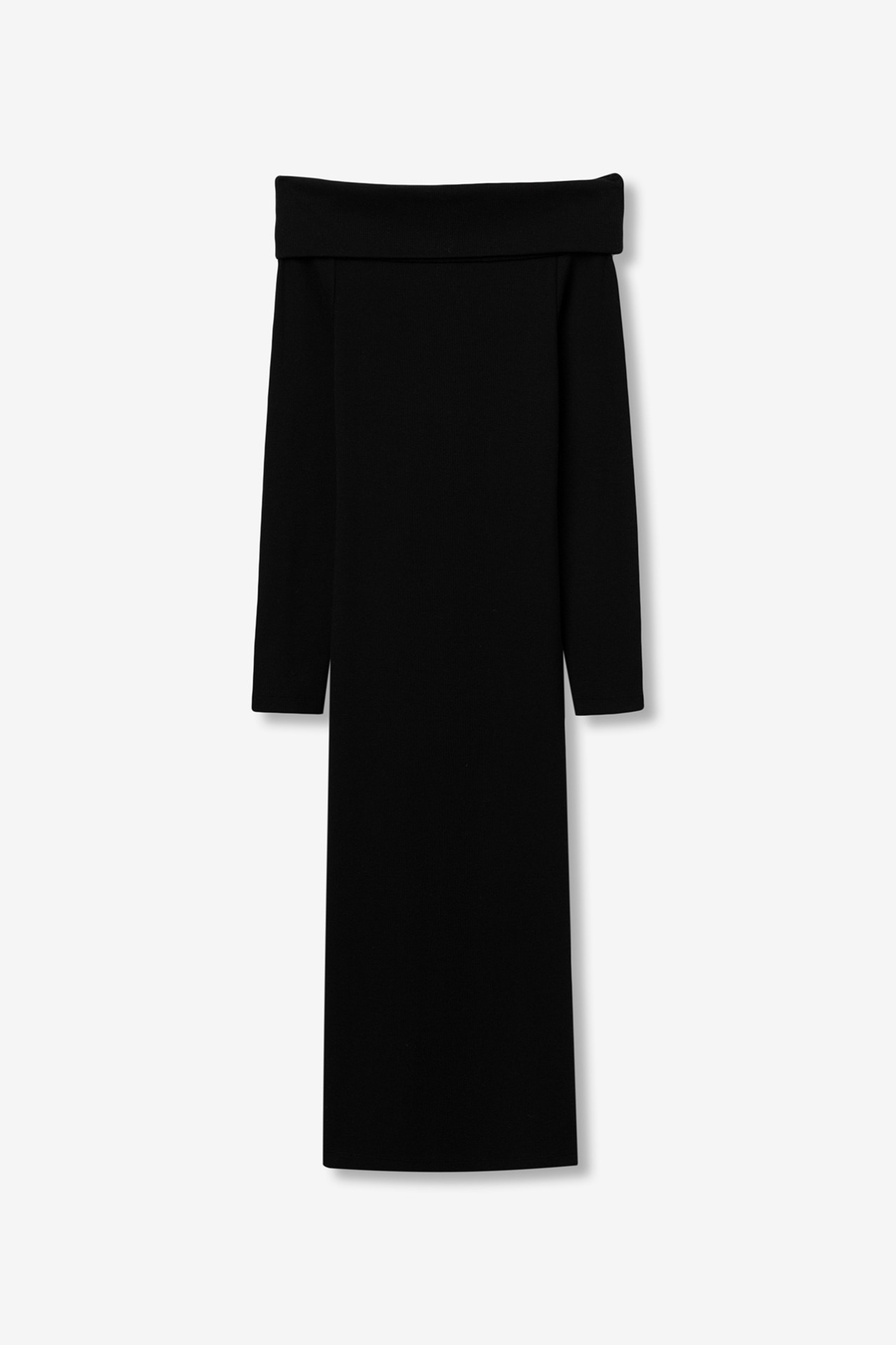 Vestido Canelado com Ombros Descobertos