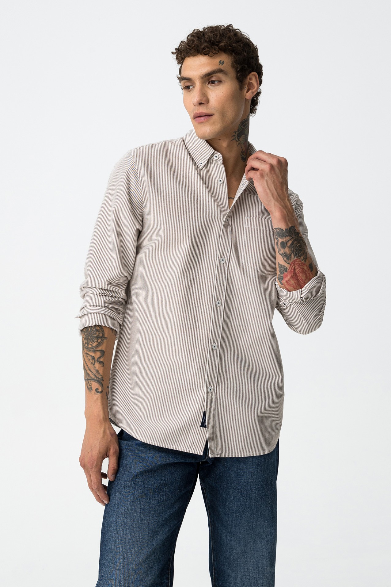 Camisa De Algodo s Riscas