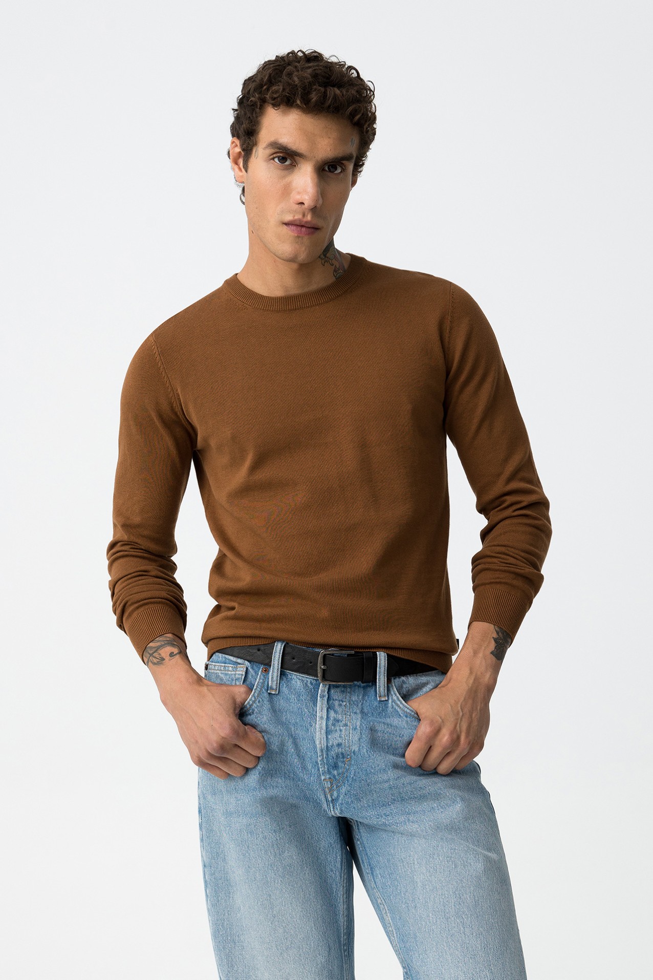 Camisola Tricotada Slim Castanha