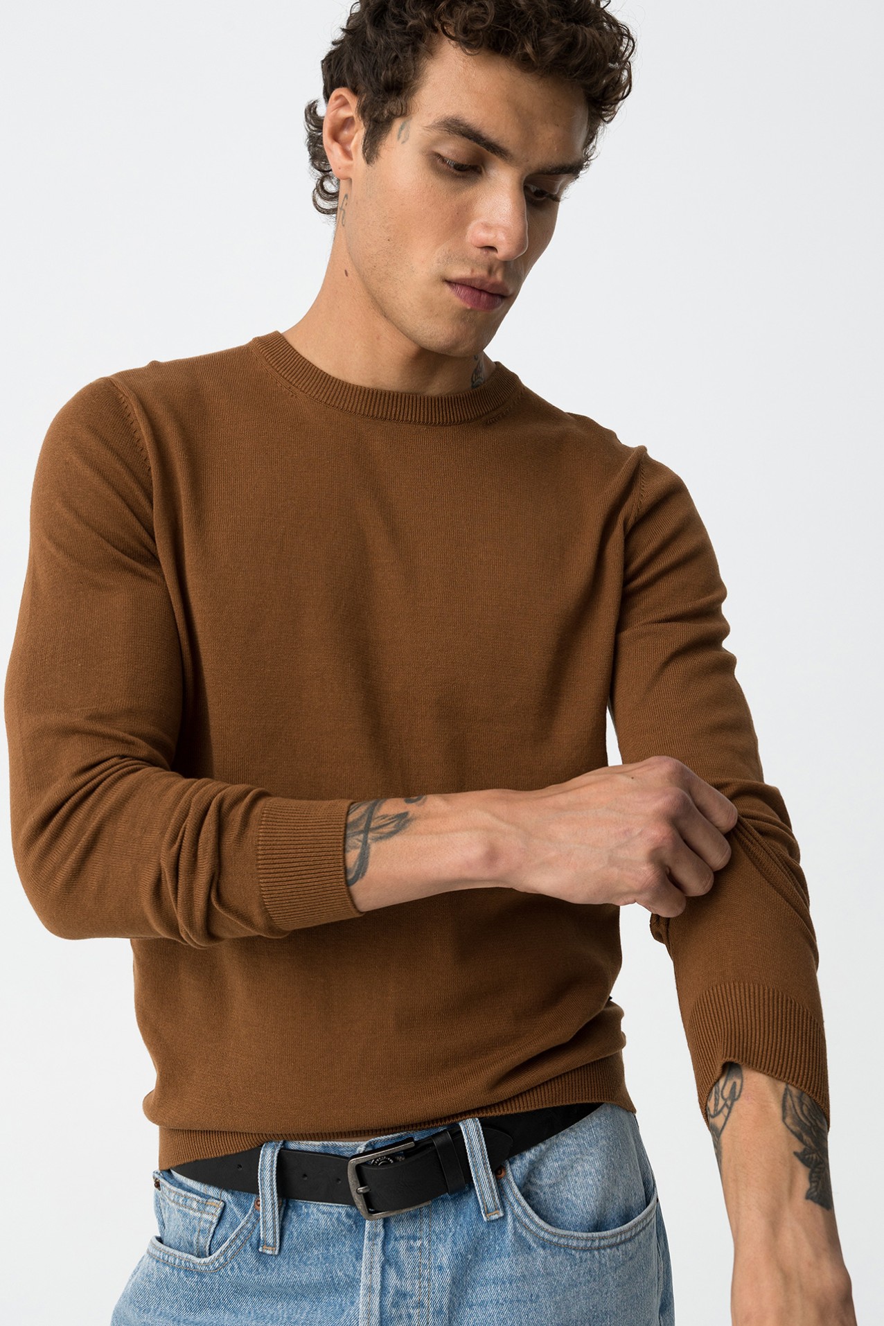 Camisola Tricotada Slim Castanha