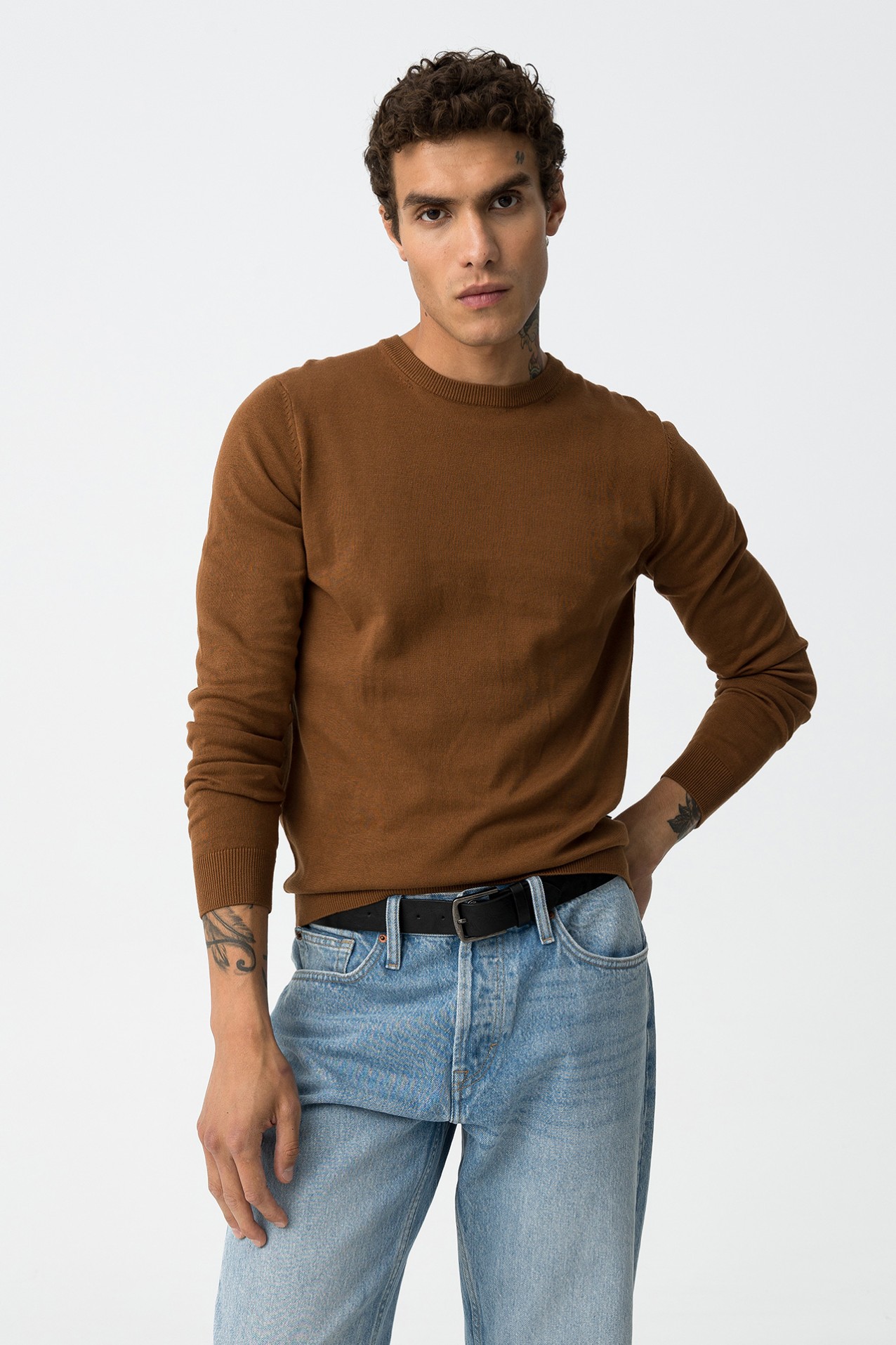 Camisola Tricotada Slim Castanha