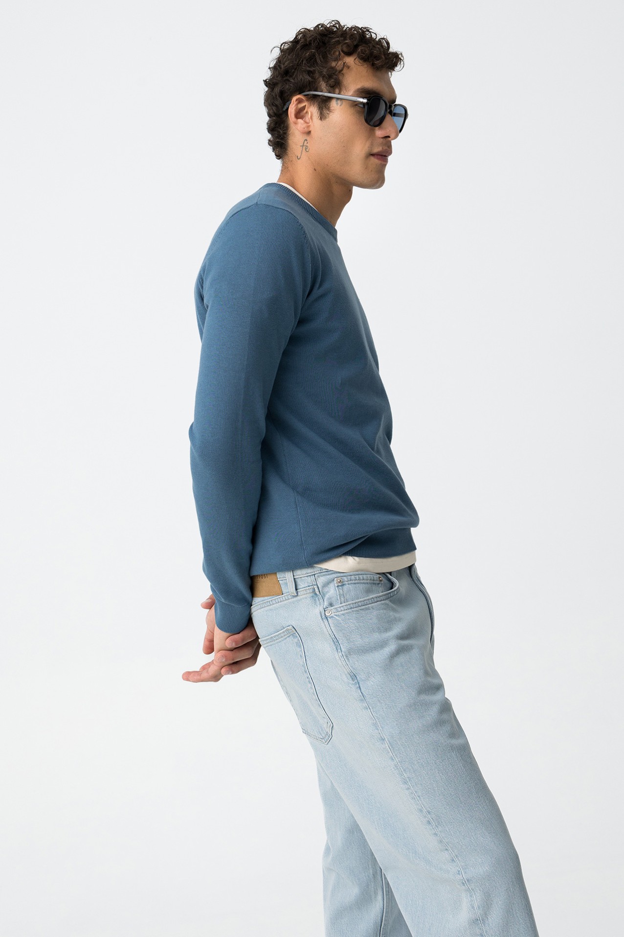 Camiseta Tricotada Azul Slim