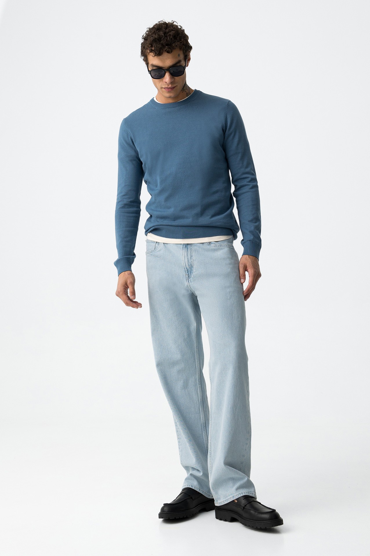 Camiseta Tricotada Azul Slim