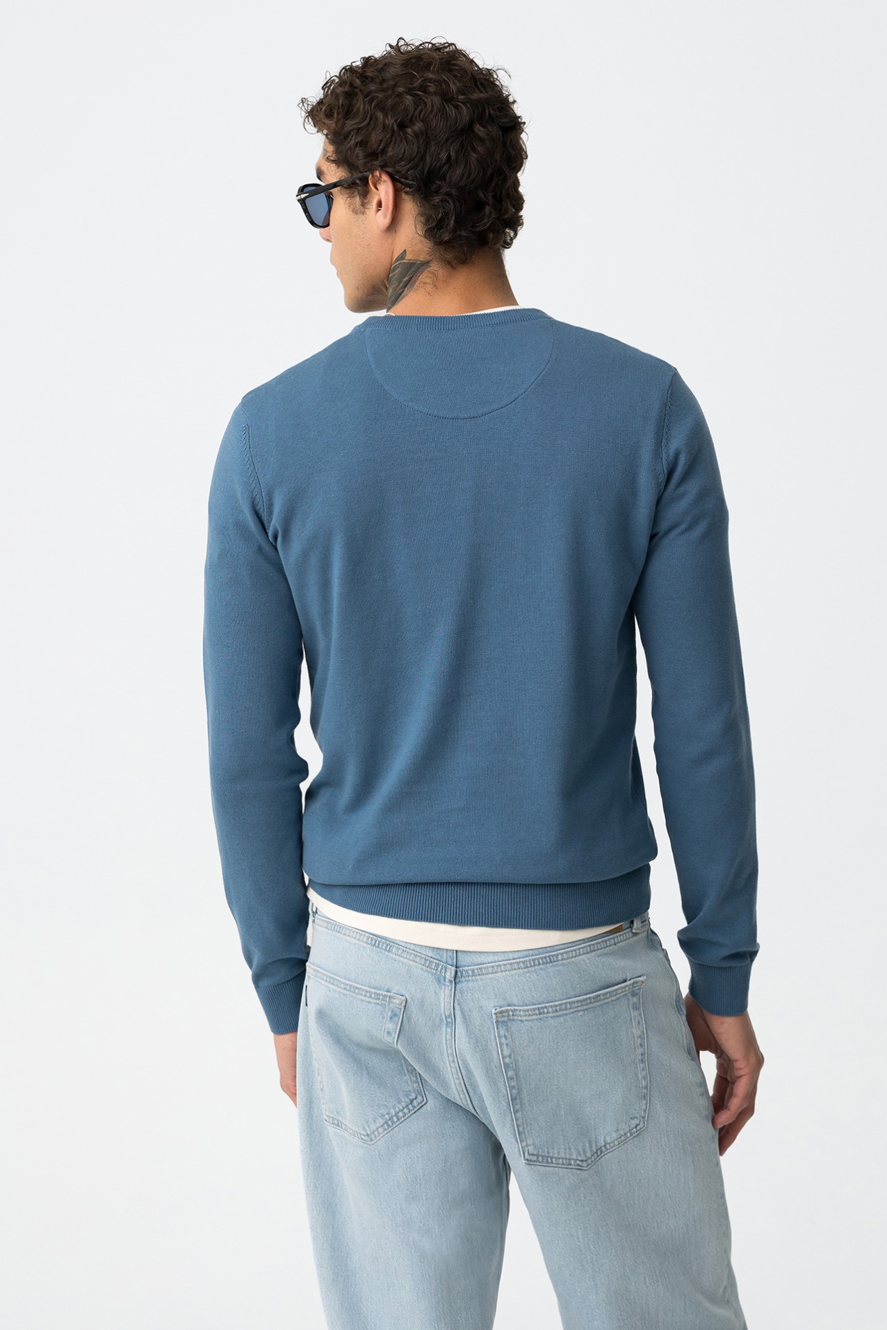 Camiseta Tricotada Azul Slim