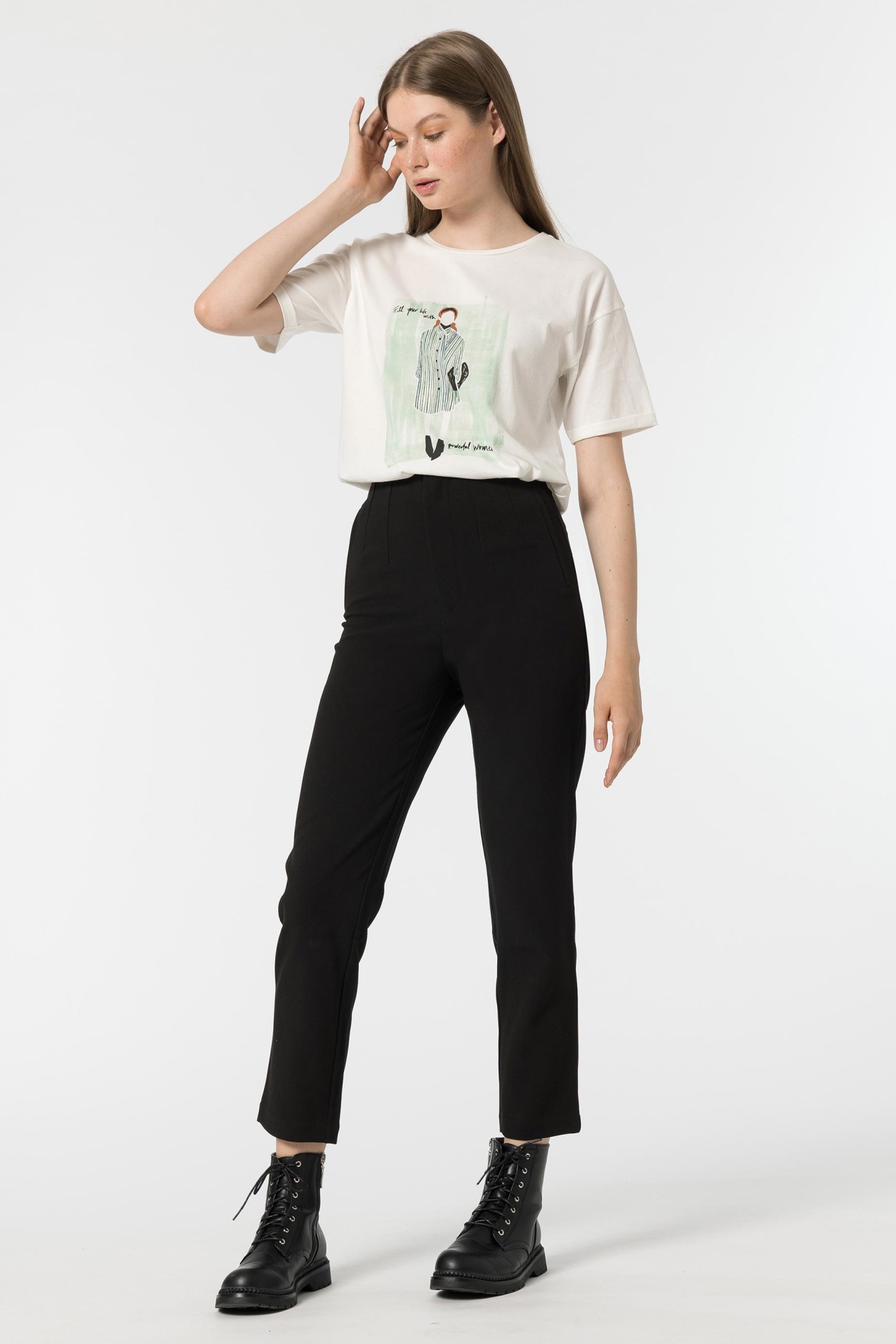 High Waist Pleated Trousers