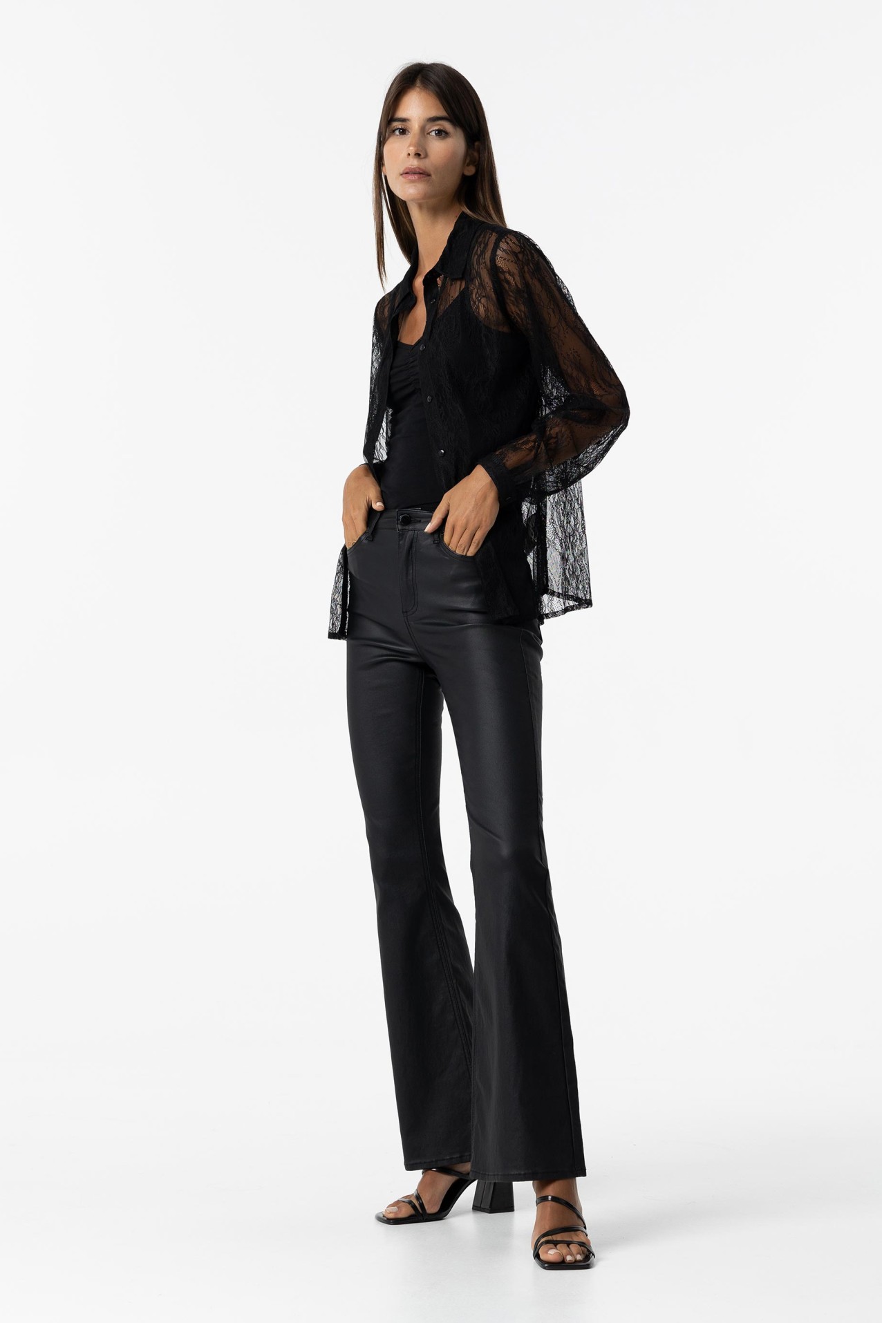 Pantaln Flare Coated