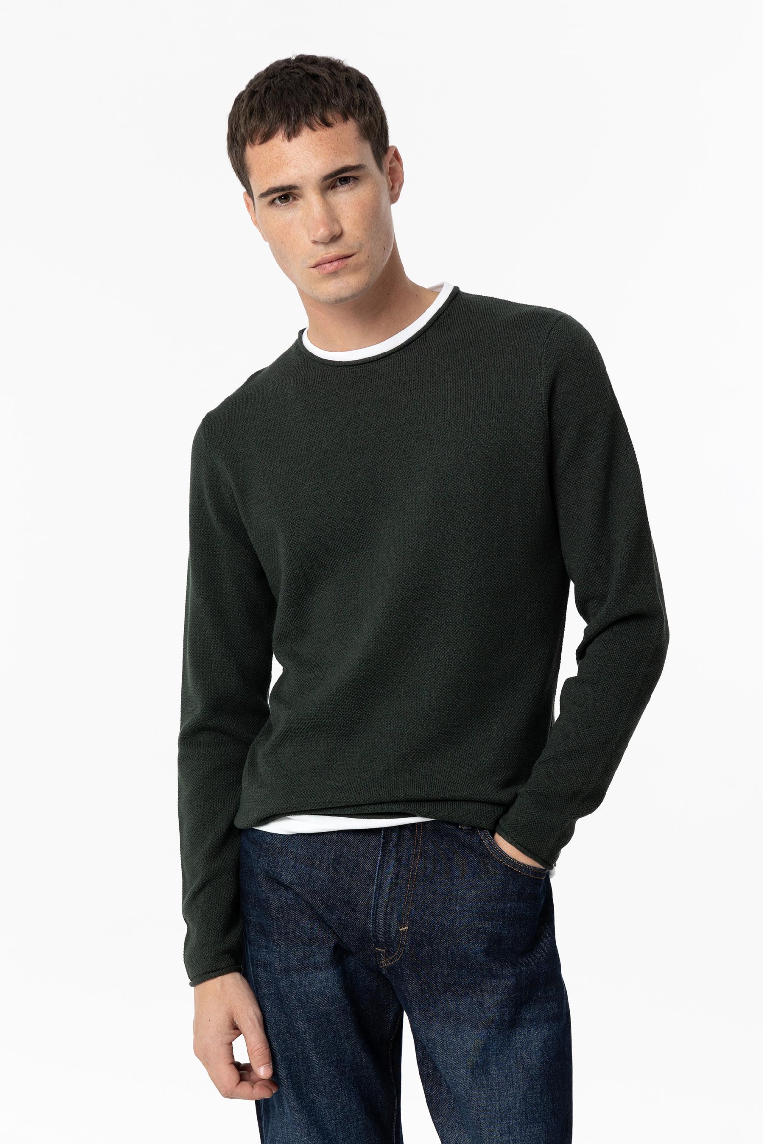 Cotton Blend Knit Sweater