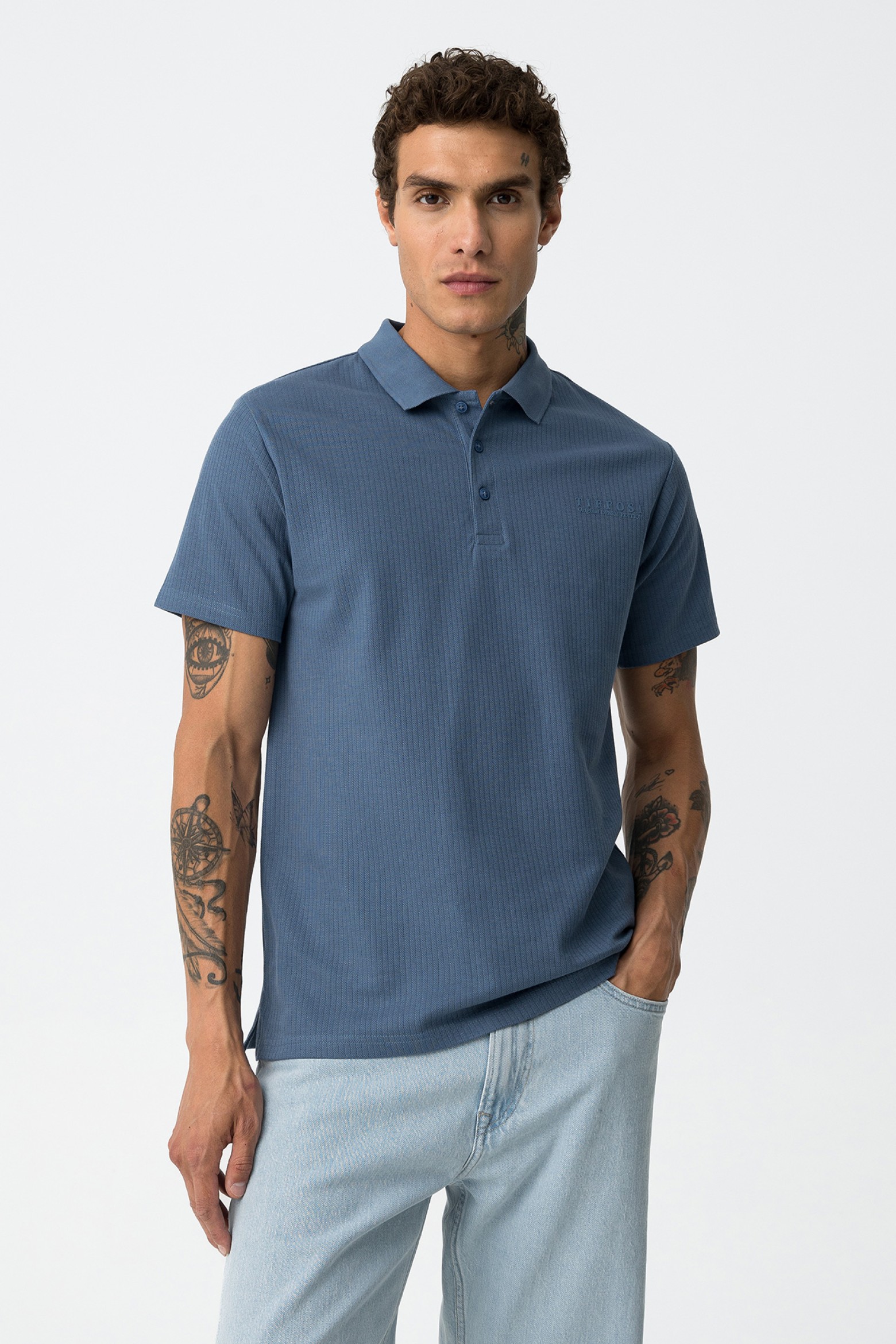 Textured Stripe Polo Shirt