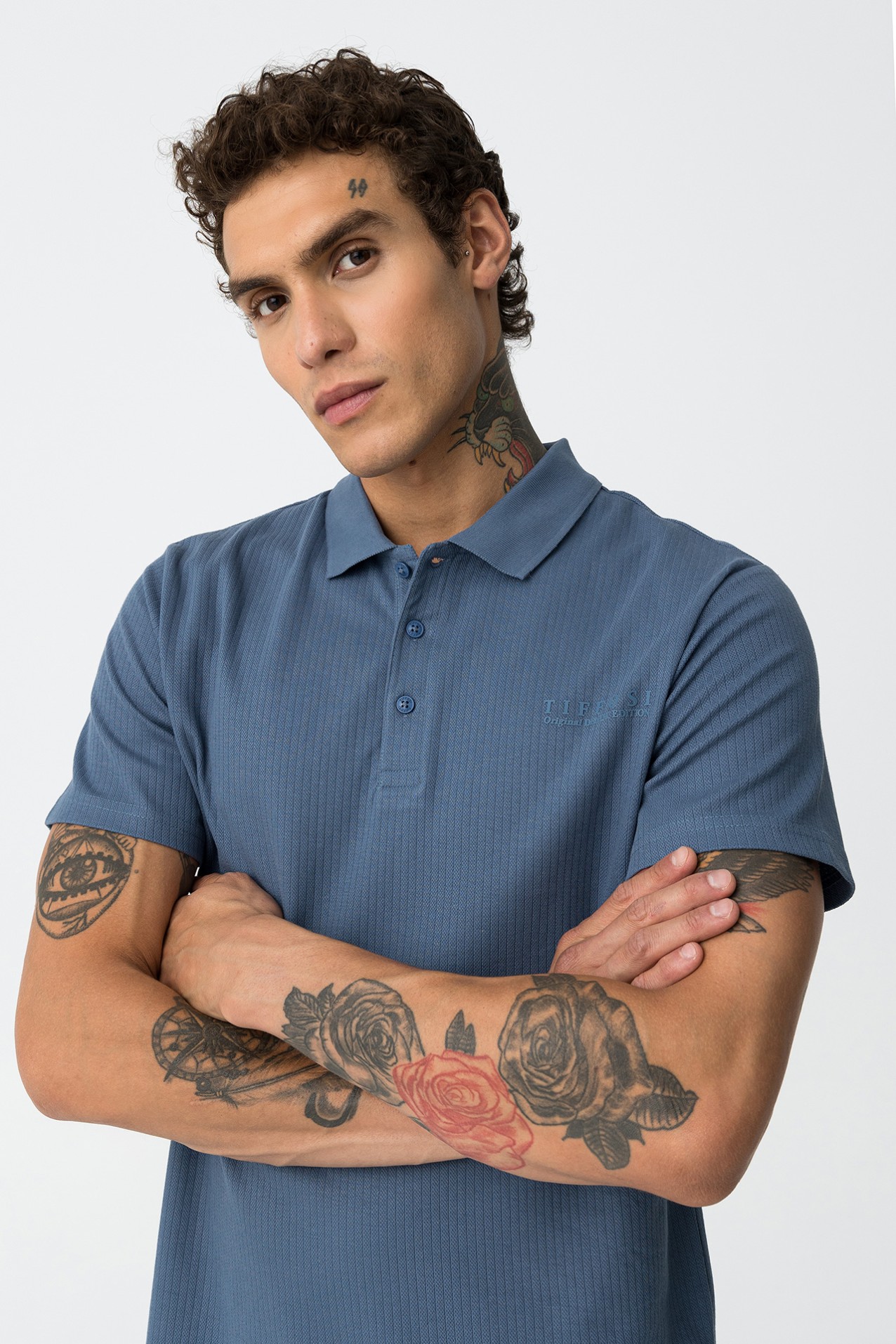 Textured Stripe Polo Shirt