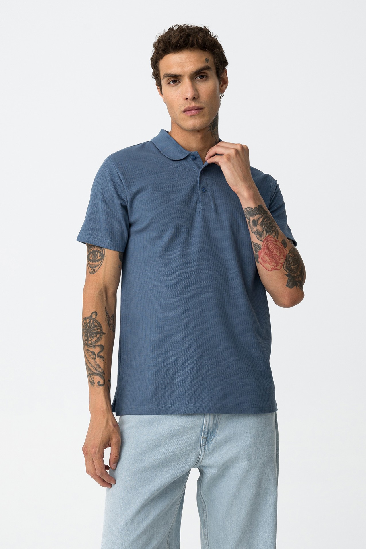 Textured Stripe Polo Shirt