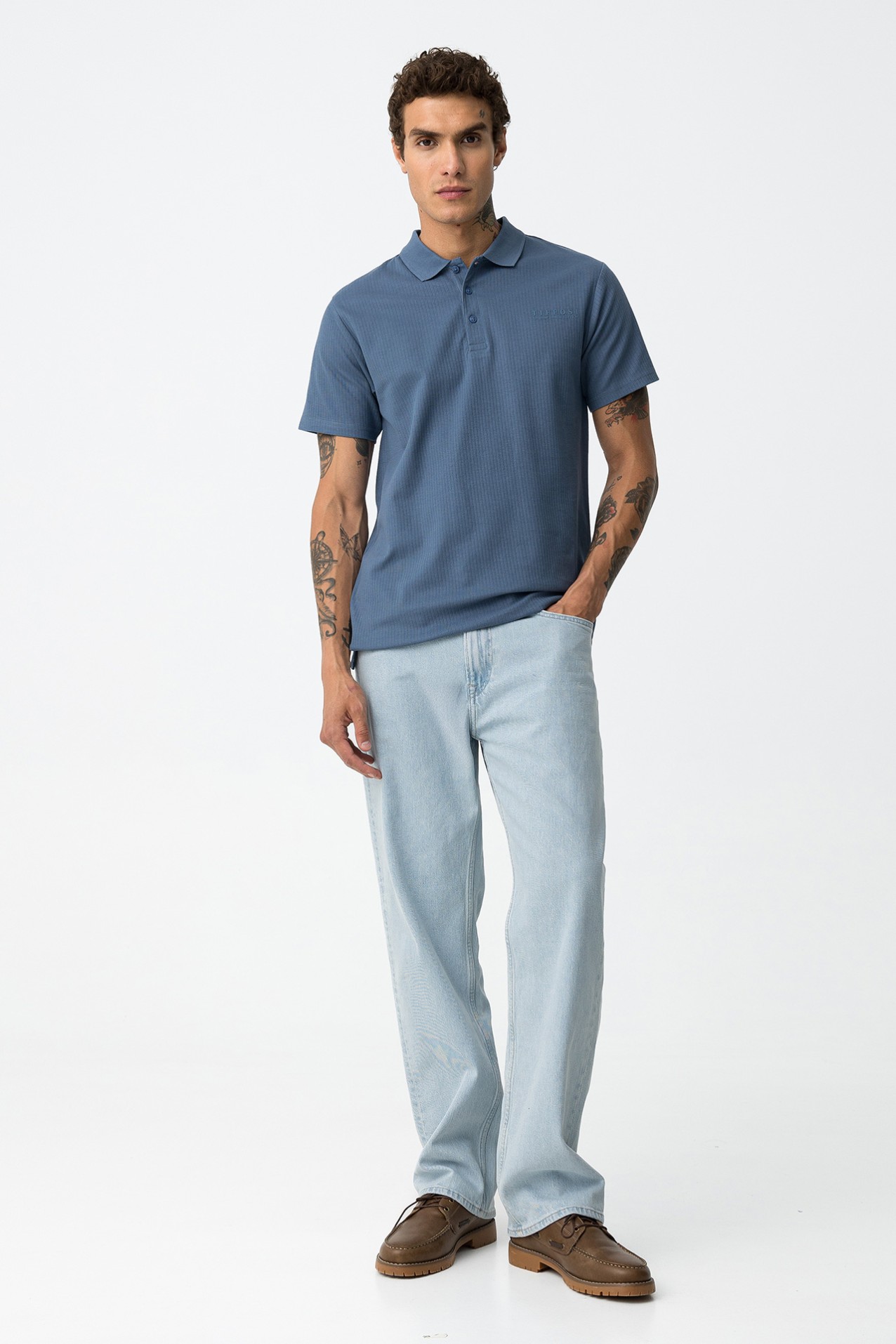 Textured Stripe Polo Shirt