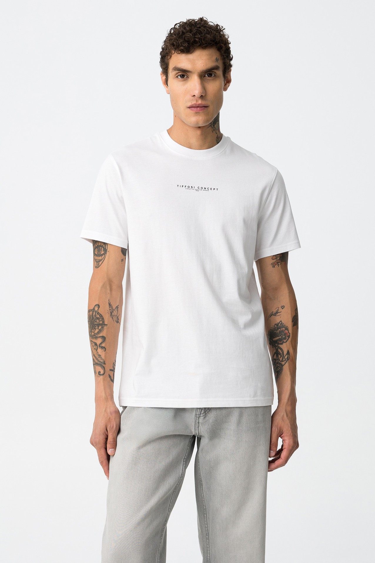 White Printed Back T-shirt