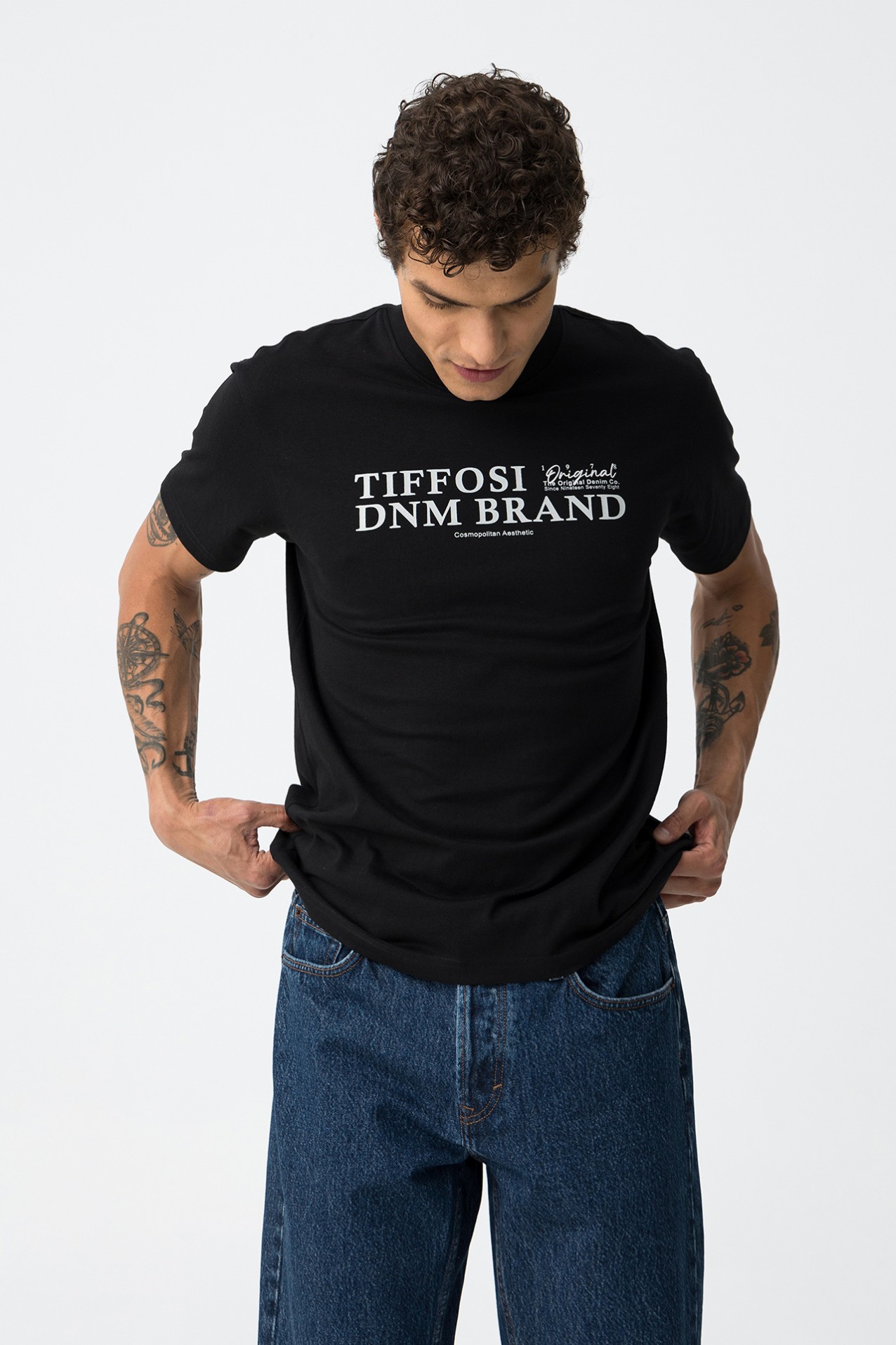 Black Printed Cotton T-Shirt