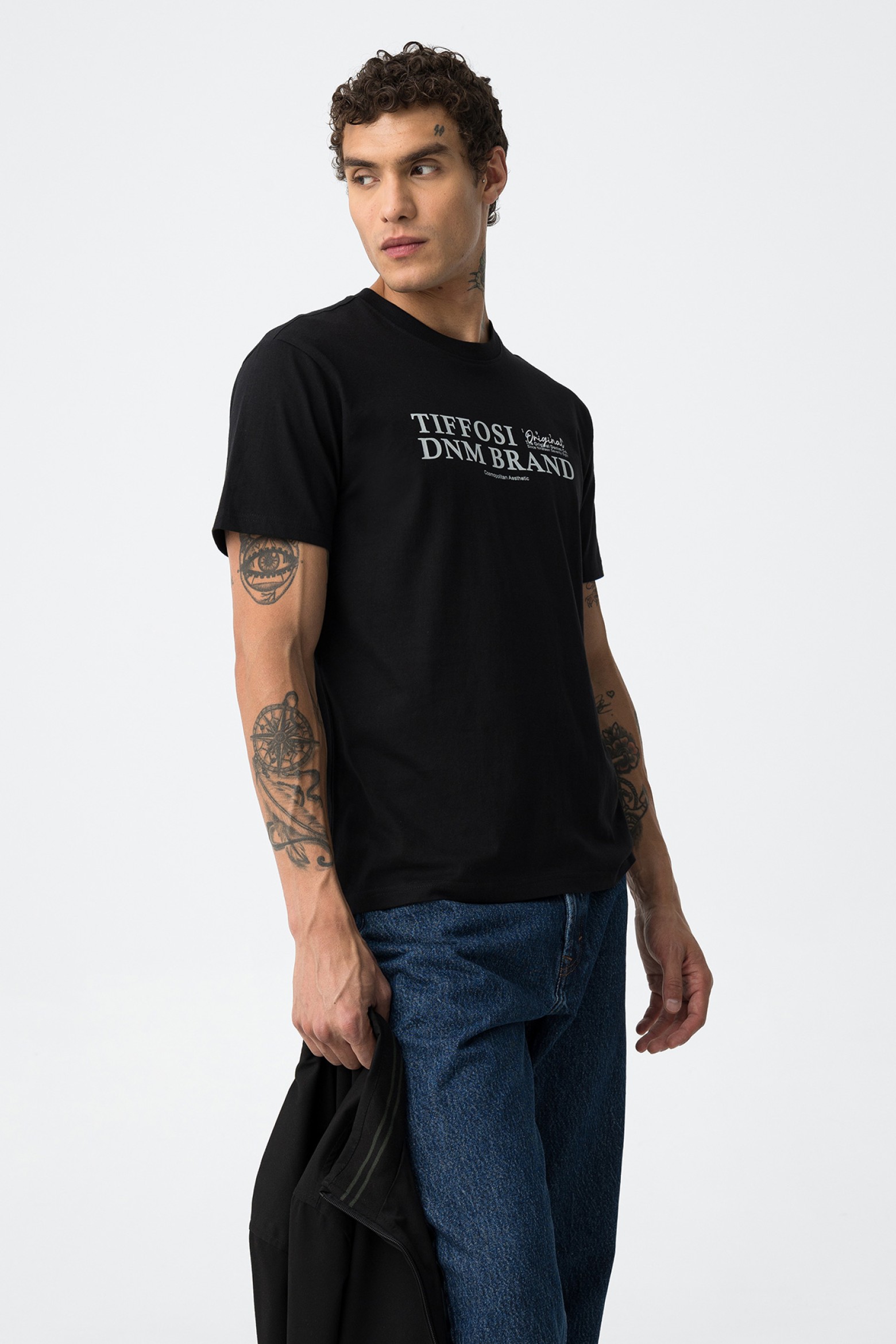 Black Printed Cotton T-Shirt