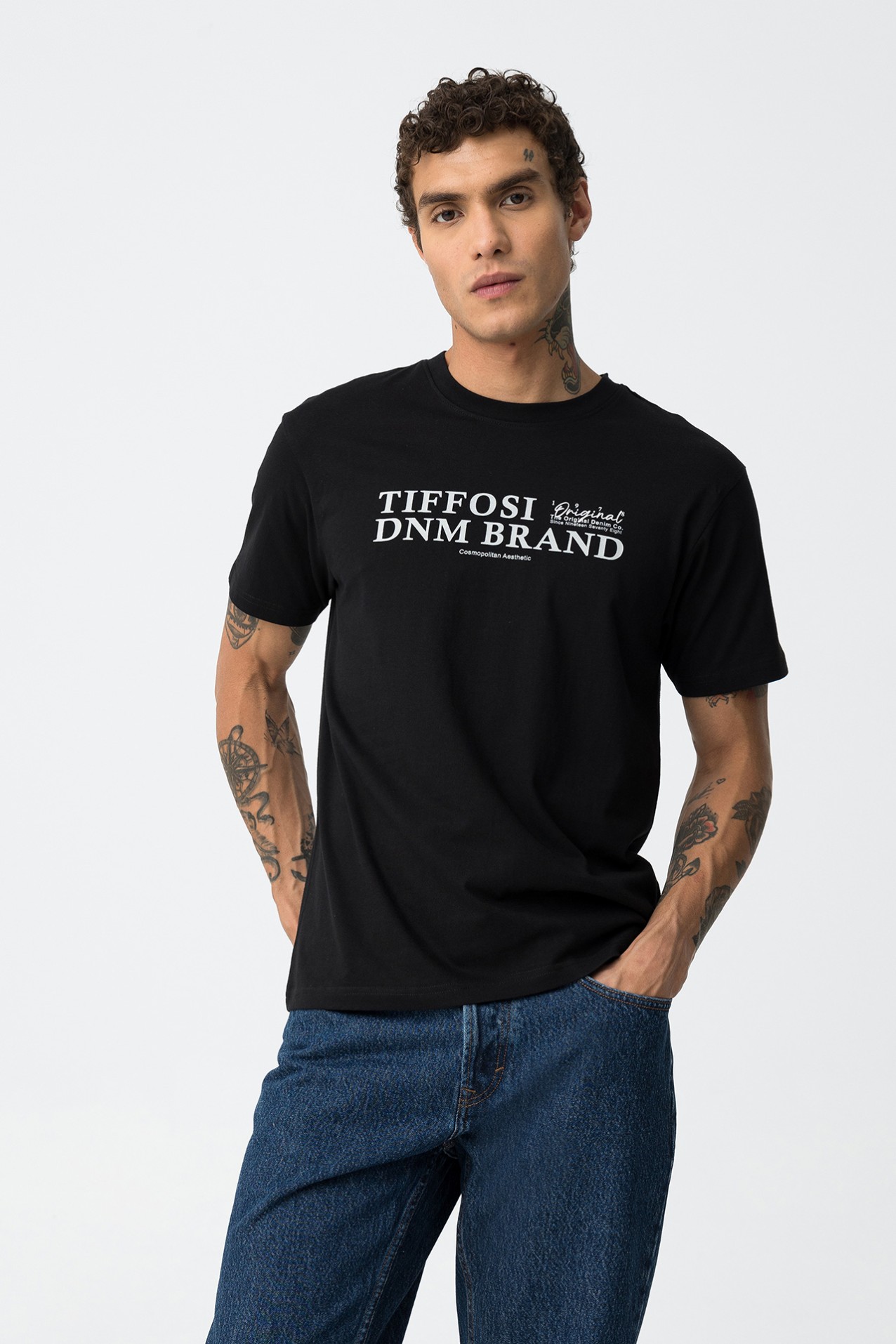 Black Printed Cotton T-Shirt