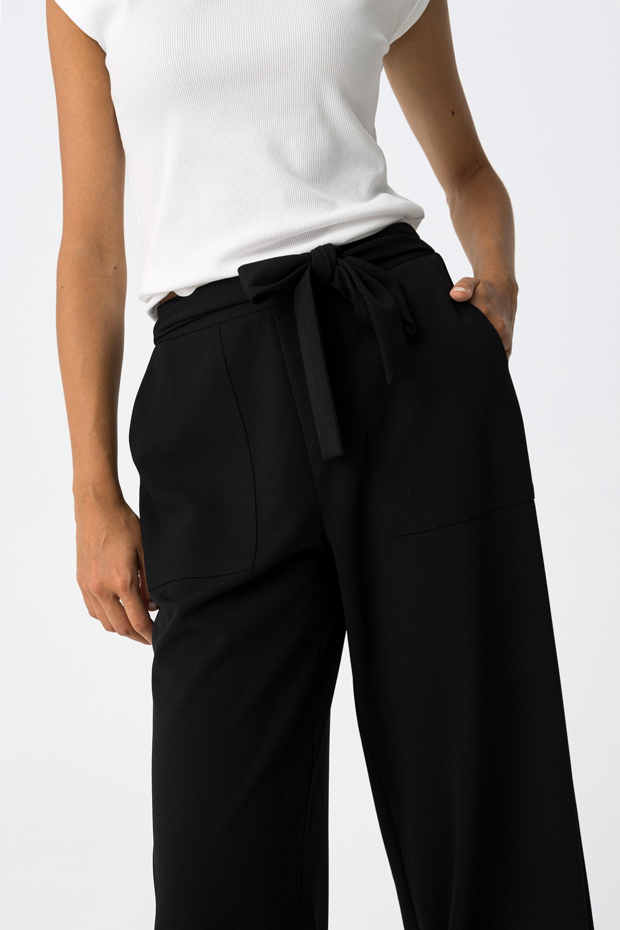 Wide Leg Trousers with Knot