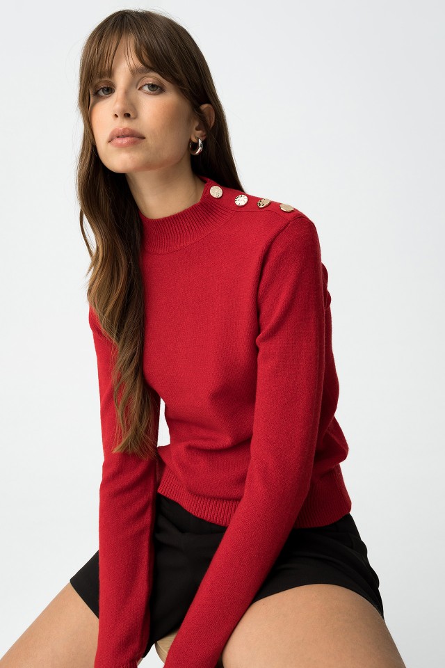 Slim Fit Sweater with Buttons