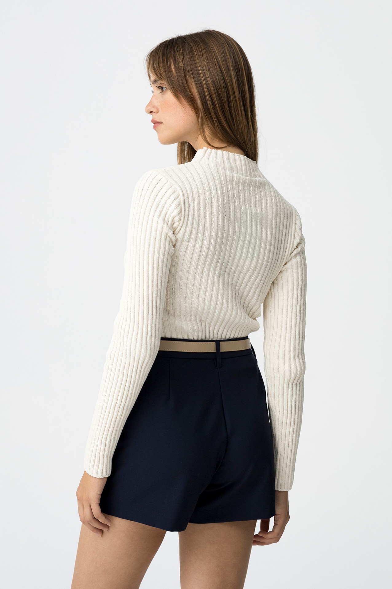 Ribbed Knit Turtleneck Sweater