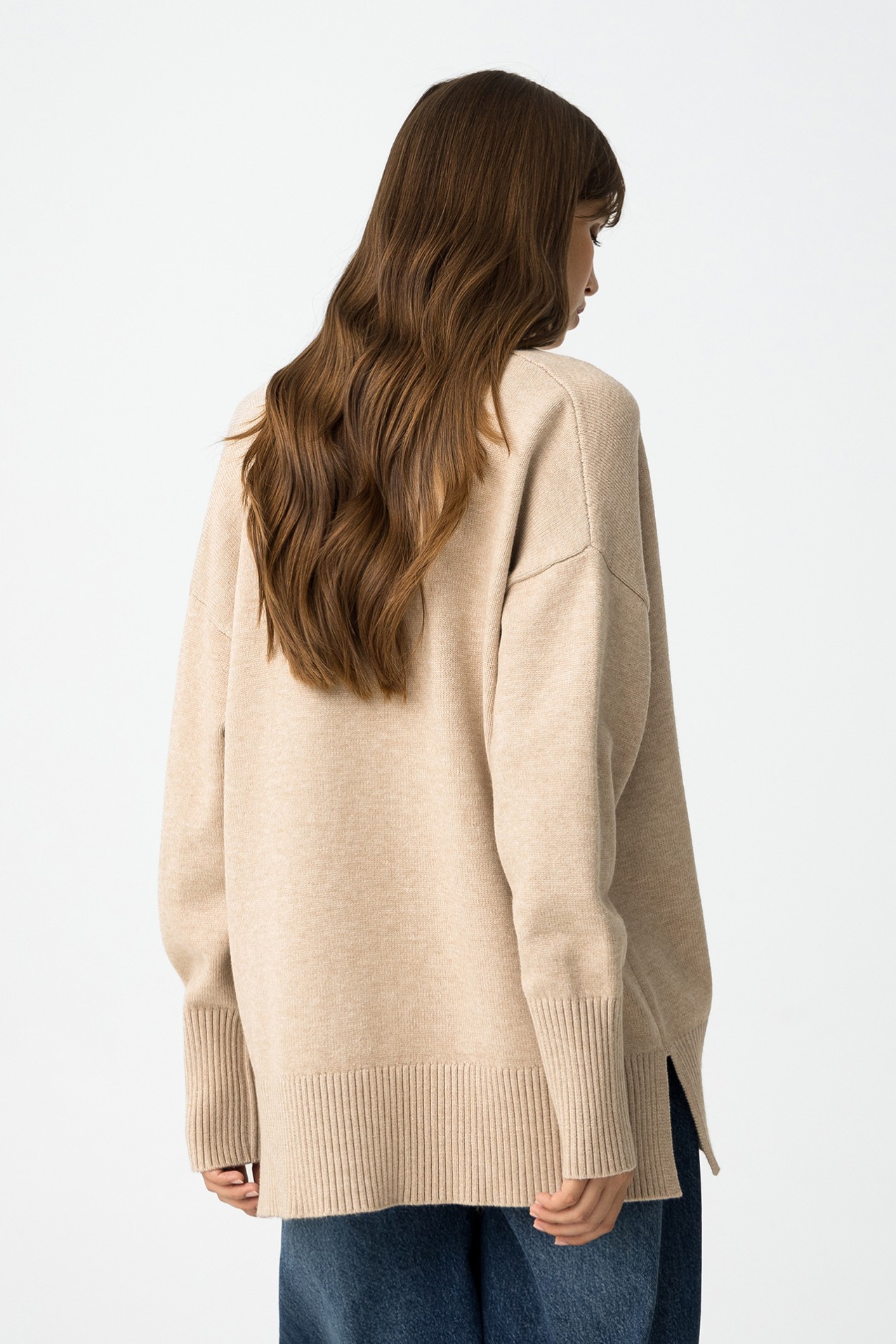 Beige Relaxed Knit Cardigan