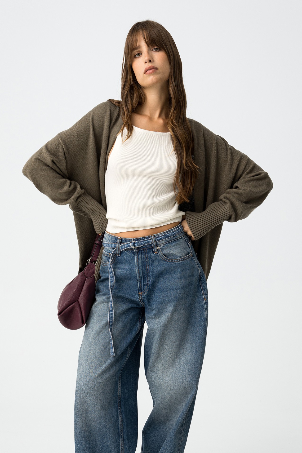 Dark Green Knit Cardigan