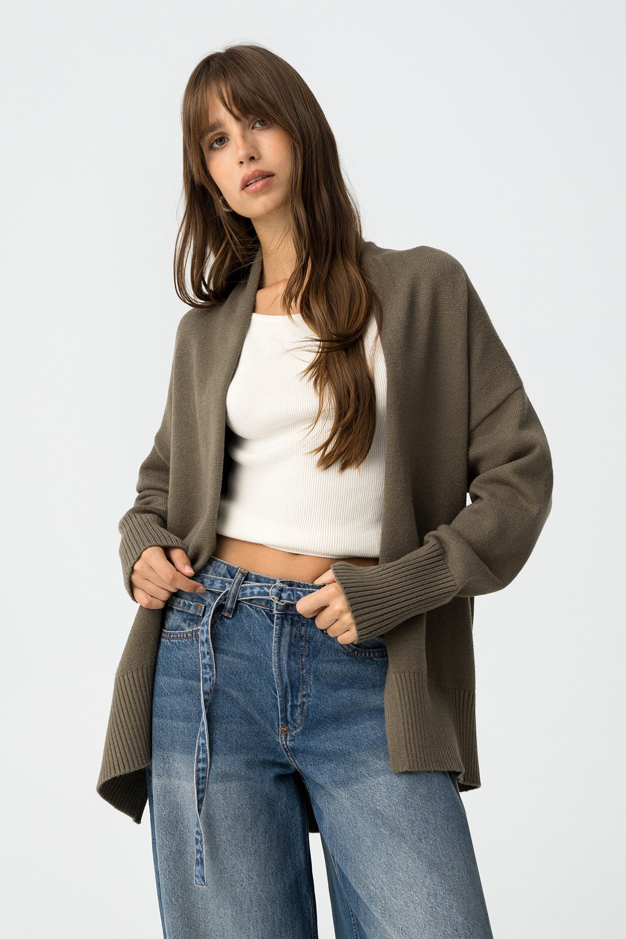 Dark Green Knit Cardigan