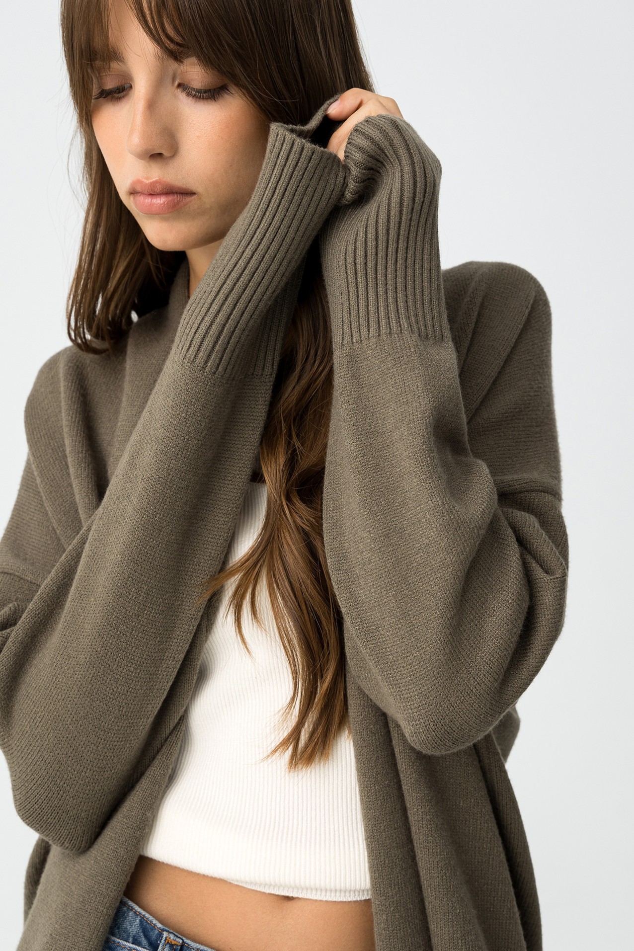 Dark Green Knit Cardigan