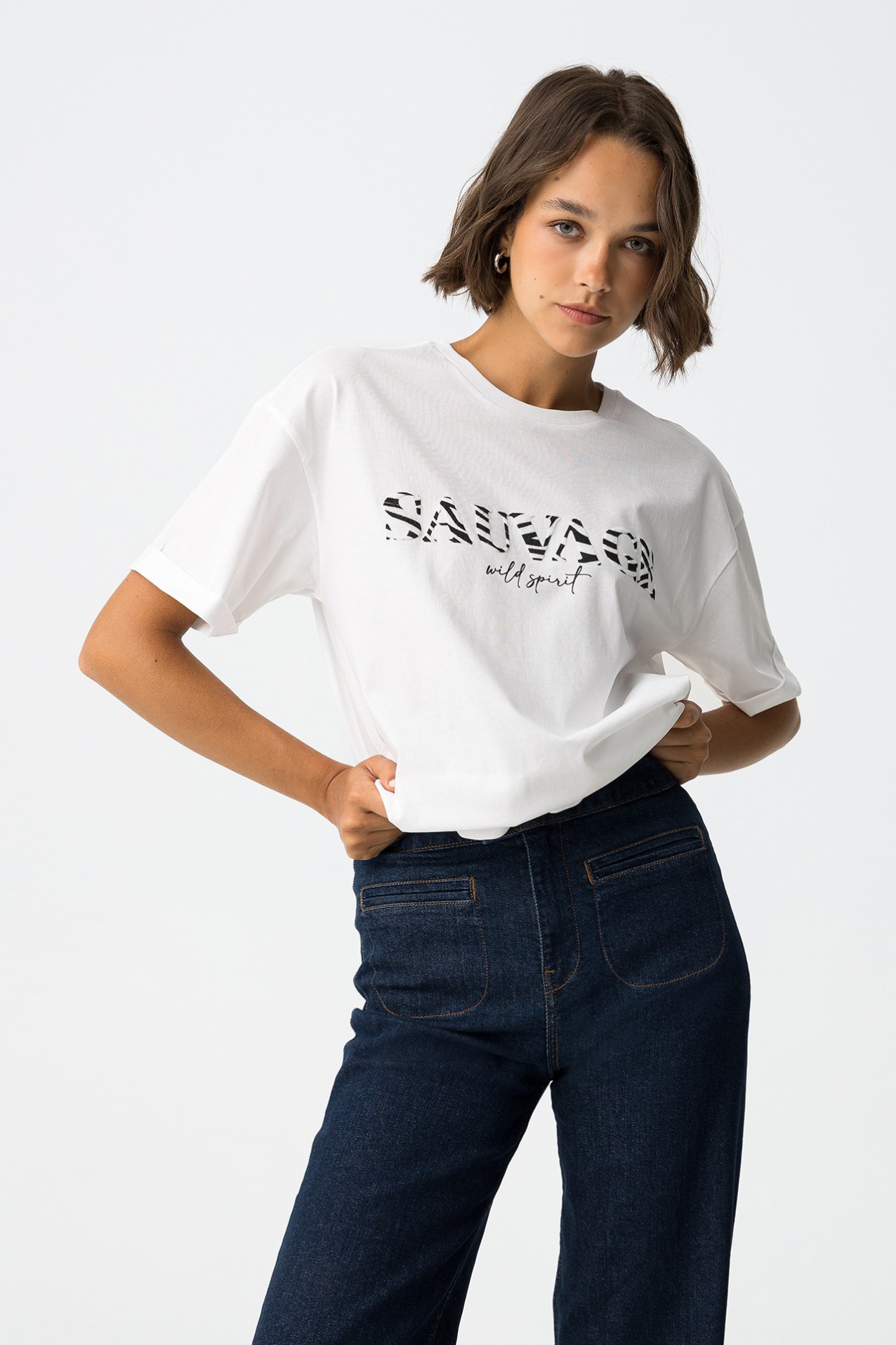 Camiseta Relaxed con Estampado de Cebra