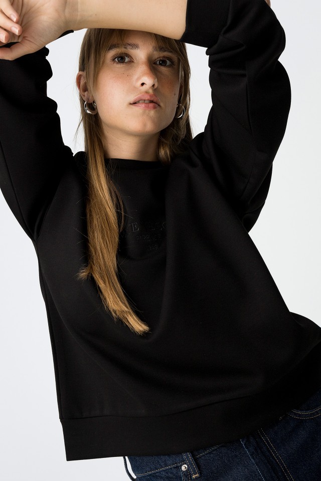 Sweatshirt with Decorative Buttons